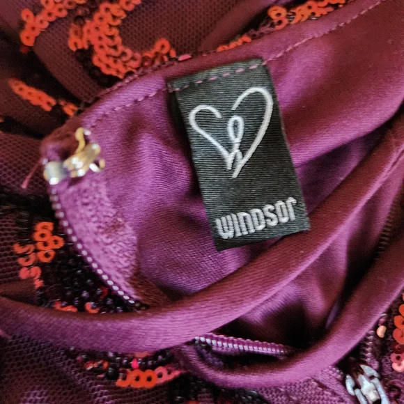 Windsor Tasha Fuchsia Sequin Brocade Mermaid Lace Back Formal Dress - Picture 6 of 12